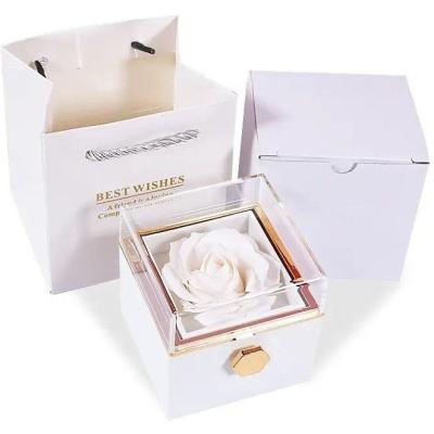 جعبه نیمستی چرخان سفید وارداتی با رز جاودان