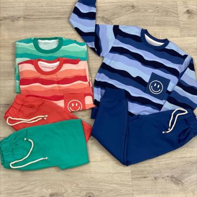 ست بلوز شلوار بچگانه دورس پنبه اسپرت طرح لبخند (راحتی، اسلش)