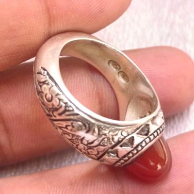 انگشتر نقره مردانه نگین عقیق قرمز