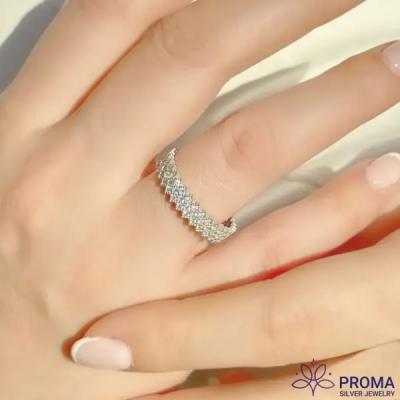 انگشتر نقره زنانه طرح پرنس جواهری مدل PRM92