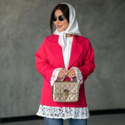 مانتو مجلسی کرپ مدل یقه پهن خرجکار گیپور