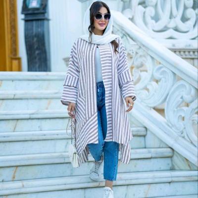 مانتو اسپرت زنانه الیاف مدل جنس کراش راه راه