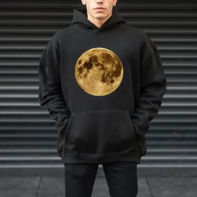 هودی مردانه پنبه ای پشت کرک طرحدار طرح ماه-157153