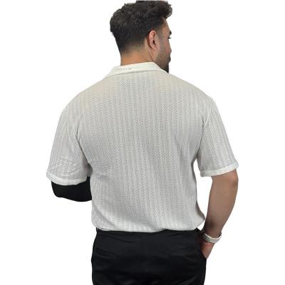 پیراهن آستین کوتاه طرح کامپیوتری خنک رنگ سفید