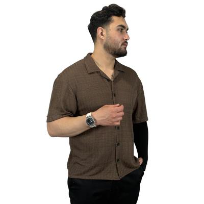 پیراهن آستین کوتاه طرح کامپیوتری خنک رنگ موکا