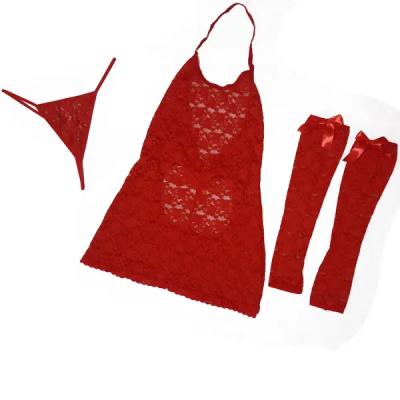 لباس خواب قرمز دانتل Elize کد 1319