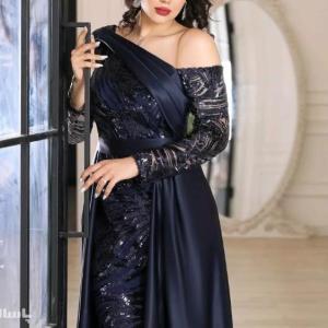 پیراهن مهمانی زنانه پولک متالیک و ساتن مدل مجلسی ویکتوریا