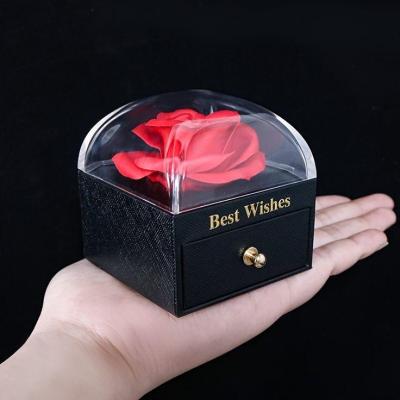 جعبه نیم ستی کشویی با رز جاودان و بگ دستی-156262