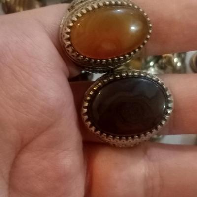 جفت انگشتر عقیق شرف الشمس و عقیق مصور