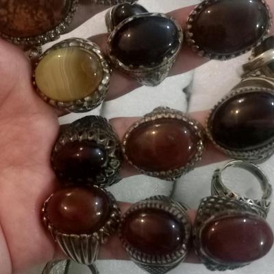 12 عدد انگشتر متنوع معدنی طبیعی اصل ناب