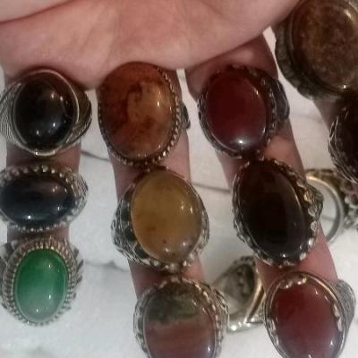 12 عدد انگشتر متنوع معدنی طبیعی ناب قدیمی زیبا