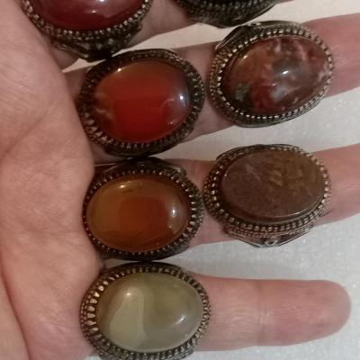 7 عدد انگشتر متنوع رکاب هفت قلو معدنی طبیعی ناب