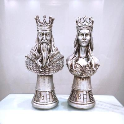مجسمه شاه و ملکه ابعاد بزرگ رنگ نقره ای دکوری