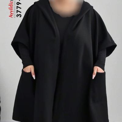 پالتو جدیدمون کلاهدارجنس غواصی ضخیم مناسب فصل سرما تک رنگ مشکی جلو باز