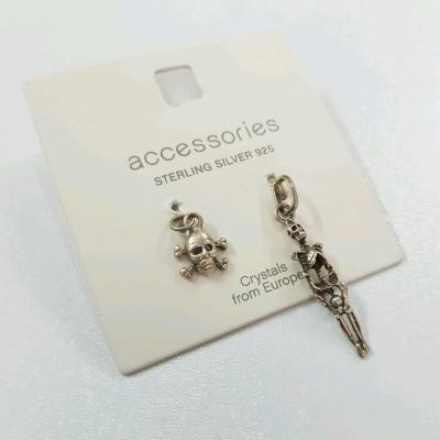 پک دو عددی آویز گردنبند طرح اسکلت ، جنس نقره عیار925