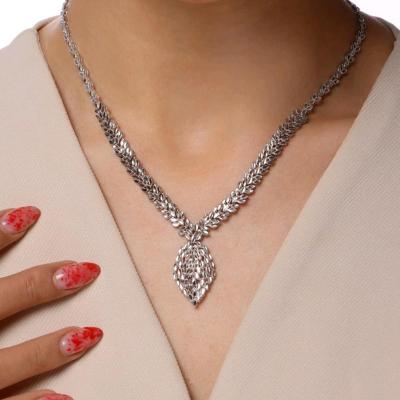 گردنبند نقره تک تراش جواهری آبکاری