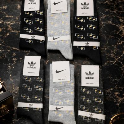 جوراب ساق بلند مردانه 12 جفتی طرح مربعی برند