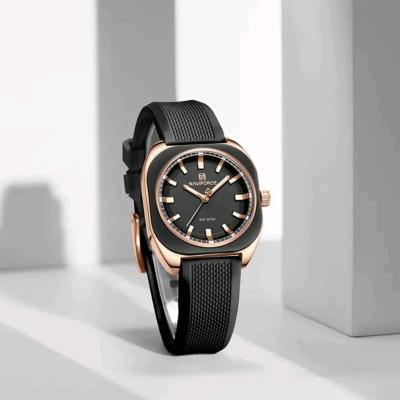 ساعت زنانه و مردانه مربعی گرد بندسیلیکونی مدل 5601 ناوی فورس Naviforce