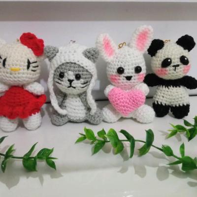 جاکلیدی عروسک بافتنی پاندا، گربه، کیتی و خرگوش