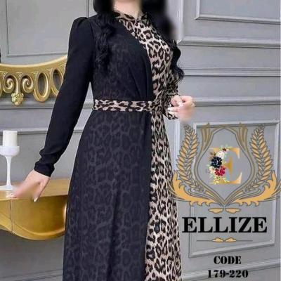 پیراهن مهمانی زنانه کرپ مدل ماکسی پلنگی