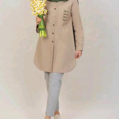 مانتو اسپرت الیاف طبیعی گلدوزی شده مدل پیونی