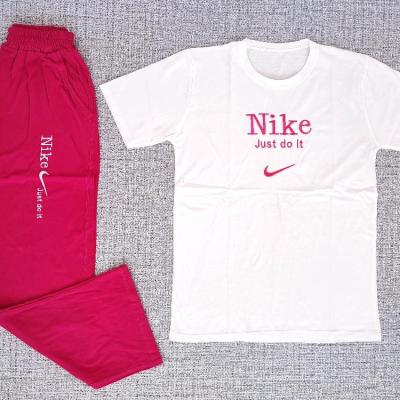 ست تیشرت و شلوار بگ زنانه پنبه