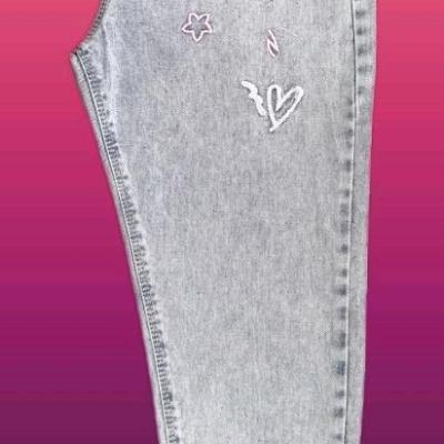 شلوار لی دخترانه مام یخیبرند پیکو گلدوزی قلب وستاره