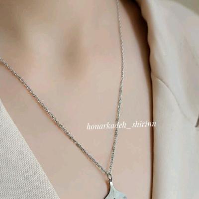 گردنبند دخترانه استیل و رنگ ثابت دم وال