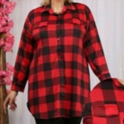 تونیک چهارخانه دکمه دار