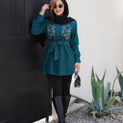 مانتو اسپرت زنانه مخمل پرگل مدل مانتو آدری