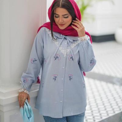 مانتو اسپرت زنانه لنین پرگل مدل شومیز ناز