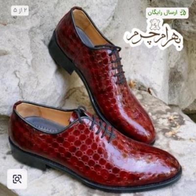 کفش مردانه مجلسی چرم طبیعی مدل جردن زرشکی ترک