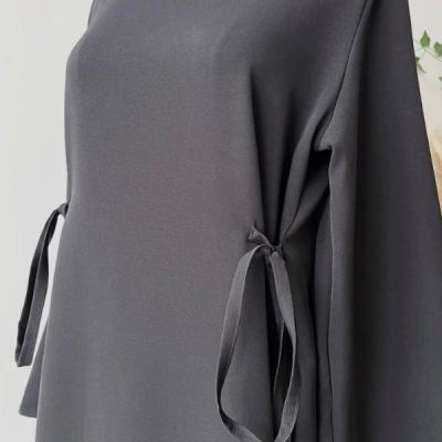 پانچو زنانه کرپ مدل مانتو عبایی گره ای شیک