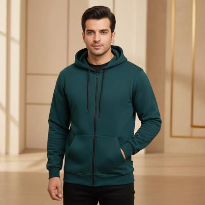 سویشرت دورس کلاهدار زیپی سه‌نخ پنبه داخل کرک رنگ مشکی – گرم، راحت و باکیفیت