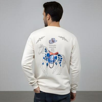 بلوز دورس سه‌نخ پنبه زین اسب داخل کرک رنگ سفید | گرم و راحت