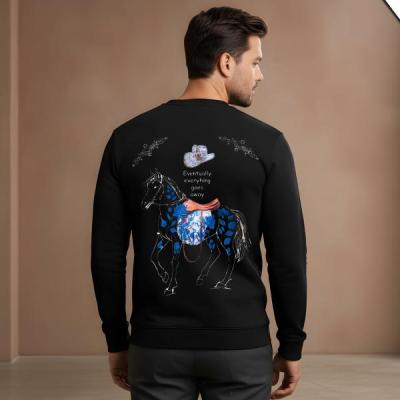 بلوز دورس سه‌نخ پنبه زین اسب داخل کرک رنگ مشکی | گرم و راحت