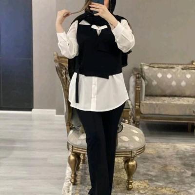 ست شومیز و جلیقه و شلوار مدل پاپیون