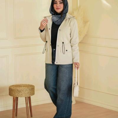 بارانی کوتاه آستر دار کلاهدار کتان زارا