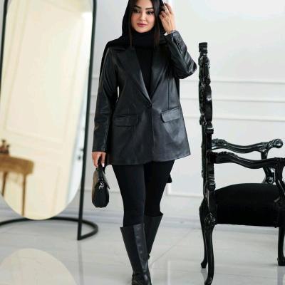 کاپشن چرم آستردار زنانه