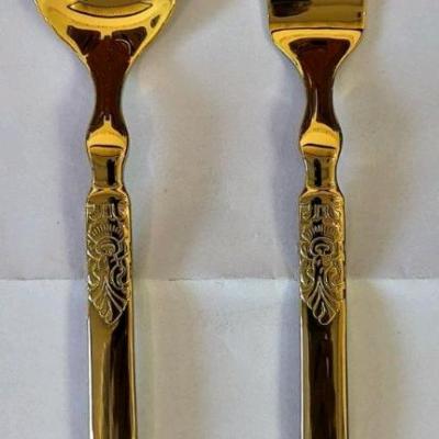 سرویس قاشق و چنگال تمام طلایی 24 نفره 128 پارچه جی وان مدل گراسو سلطنت