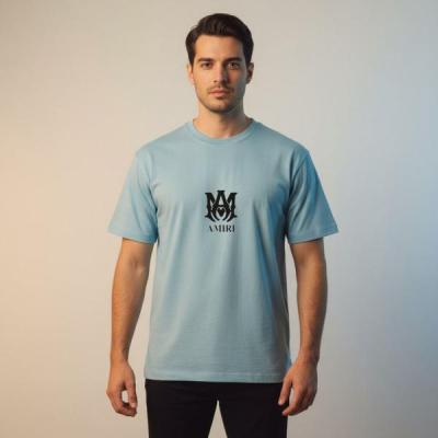 تیشرت نخ پنبه قواره‌دار طرح امیری Amiri رنگ سبز آبی یخی | استایل خاص