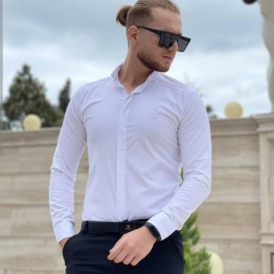 پیراهن اسپرت ساتن مردانه دکمه مخفی-151970