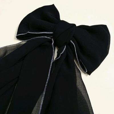 شال جاذبه حریر مشکی دور لمه مجلسی