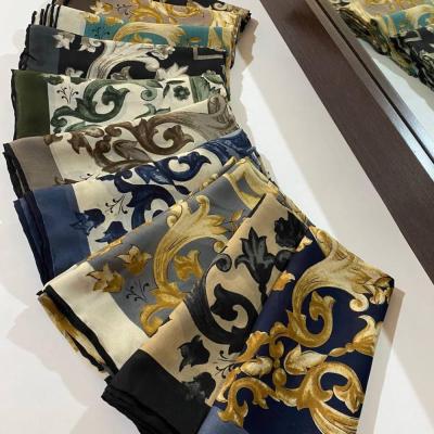 روسری حریر نخ گارزا مجلسی دور دست دوز-155360