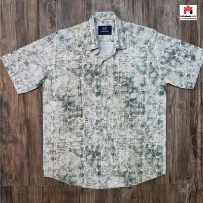 پیراهن آستین کوتاه مردانه کتان چاپی M-2XL قواره دار