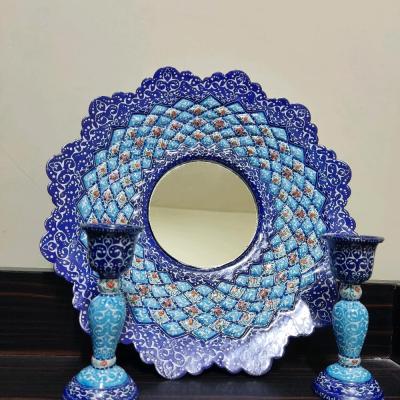 آینه شمعدان میناکاری روی مس