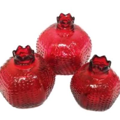 انار شیشه ای تزیینی زیبا بسته 3 عددی