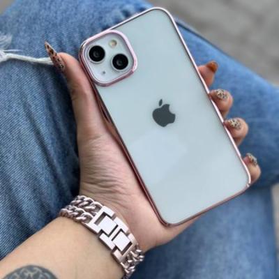 قاب شفاف دور رنگی براق طلقی - صورتی