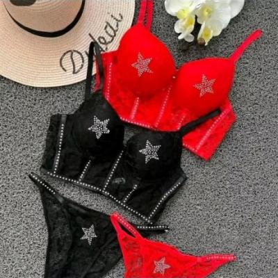 ست اسفنجی پایه بلند شورت و سوتین گیپور-157802