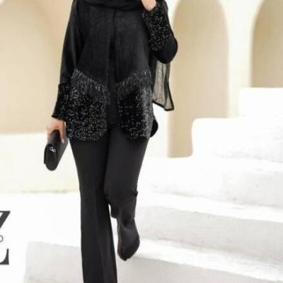 مانتو کتی زنانه مخمل شنل مدل پولکی